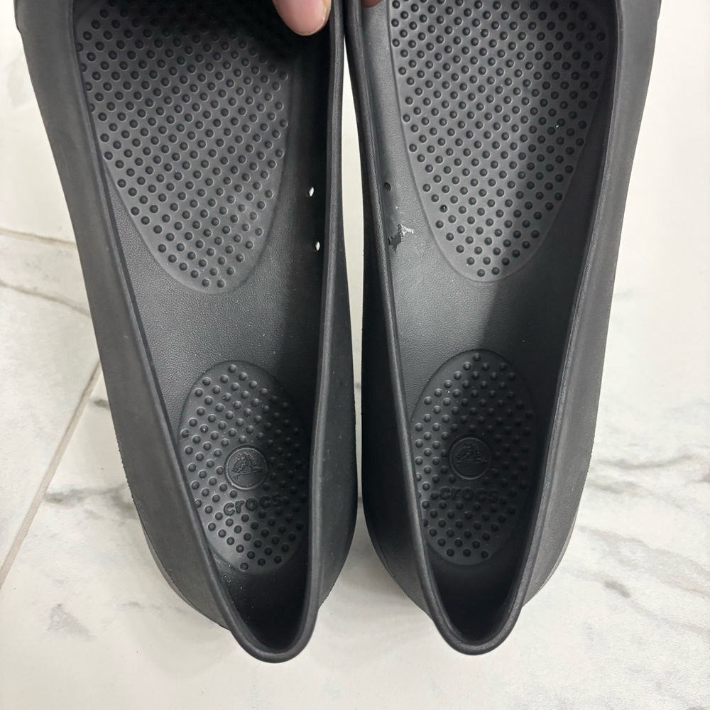 Crocs Ballet Flats Womens 9 Black Silver Metal Accent - Picture 7 of 8